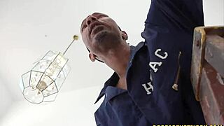 big titted redhead spitroasted by repairmen's huge cocks?