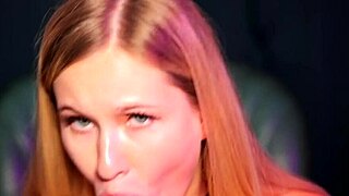 Blonde Babe Sucks Dildo Insatiably Close-Up and Wet