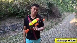 Alexis crystals chases cock flashing huge tits outdoors 🌳💦