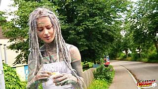 german scout's split-tongue tattoo teen anuskatzz takes rough anal pounding in casting