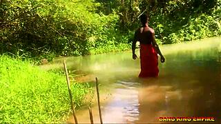 Big Dick Pounds African Whore's Wet Pussy Outdoors