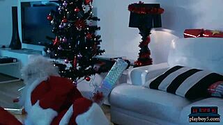 santa's monster cock wrecks classy brunette jasmin jae's big tits in threesome
