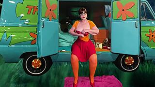 granny velma dinkley gags deep on cock in sleuth cosplay