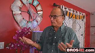 blonde teen sneaks daddy's friend for doggy creampie while dad's nearby?