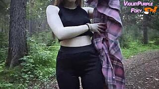 ever flashed your cute petite tits nude in a risky forest jerk-off show?