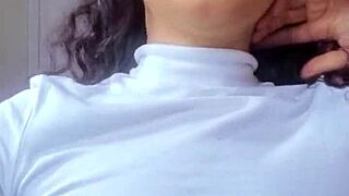 Hot Brazilian brunette espuletinha begs for your cum on her natural tits