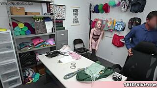 pervy old mall cop catches skinny blonde shoplifter for rough fuck?