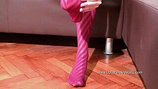 claudia adams teases her long pantyhose legs and feet?