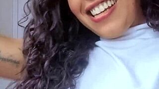 Hot Brazilian brunette espuletinha begs for your cum on her natural tits