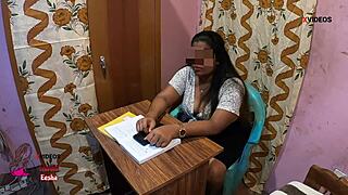 Horny Indian Milf Teacher Facefucked On Desk By Student Cock!