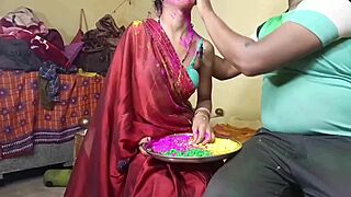 First time holi festival threesome with neighbor wife doggystyle outdoors 😏