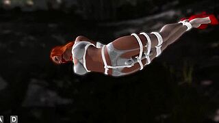 redhead bound in lingerie vibes to bondage orgasm nightmare