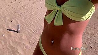 crazy 18yo pees panties on public beach then sunbathes wet 😜💦