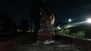 Watch my cute German wife flash and fuck stranger on bike path, hubby?