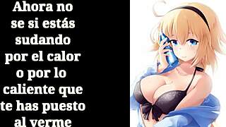 Jeanne d'Arc Fate delivers steamy Spanish jerk off instructions