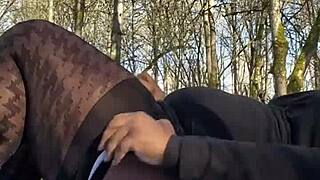 sexy bbw remi nearly caught taking bbc park creampie