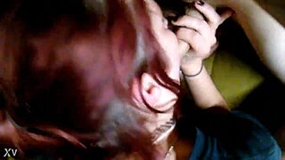 shaking with desire as redhead devours my throbbing monster cock