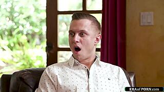 Son-in-Law Titfucks Big Tits Milf Behind Husband's Back