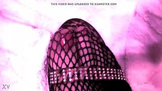 crossdresser in lingerie enjoys feet piss play with shemale cock action