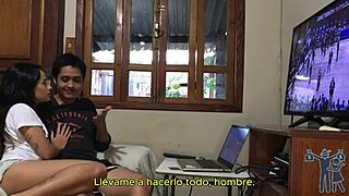 babe let me watch game no more 😩🍆 brazilian milf handjob