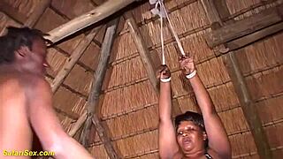 B African BBW learns bound fetish whipping basics