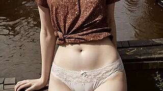 Damn these sexy lingerie models tease panties barefoot along amsterdam canals