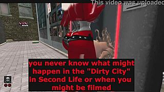 SHEMALE fucks GIRL at GLORYHOLE vendor in second life