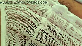 Big wet hairy latina pussy masturbated with monster cock tease