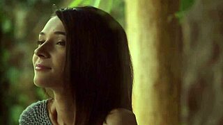 Fetish babe kneels for erotic oral. She teases with footjob handjob mix