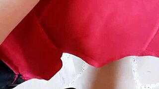 Gretala pisses standing up in balloon fetish scene