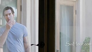 Curvy brunette calls plumber for big pipe fix