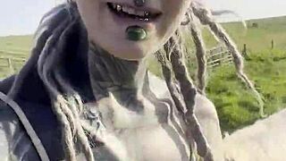 Happy Hippie Girl Chats With Cows And Craves You