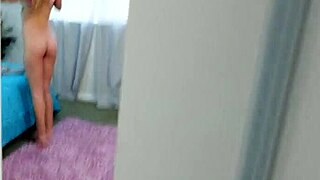 he sneaks up on his little 18+ step sis for sexy fun