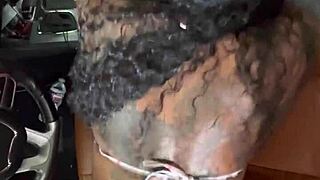 ebony babe takes bareback creampie from big black cock missionary ride