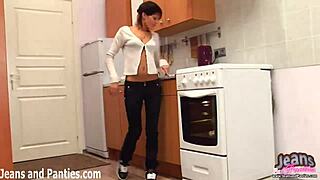 emo tomboy teen strips skinny jeans slowly