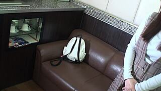 Japanese cutie screams licking wet pussy in moaning orgasm.