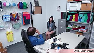 long-legged cute brunette teen shoplifter caught bending over now pays with tight pussy