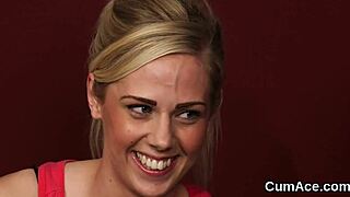 she gulps down every sticky facial load after bukkake blast