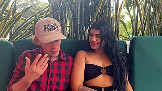 hot threesome with my boyfriend and horny receptionist mia montielth bends over for deepthroat cowgirl fun