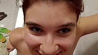 chiara gets her tits soaked in hot piss shower yum