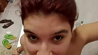 chiara gets her tits soaked in hot piss shower yum