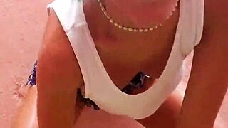 Check out this hairy latina flashing pussy and ass at carwash.