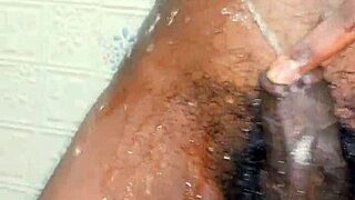 small hairy black cock pisses outdoor then indoor in public