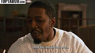 Hubby's boss with big black cock chokes milf wife deep on her knees!