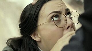 Whitney Wright gives a steamy glasses blowjob for nerds.