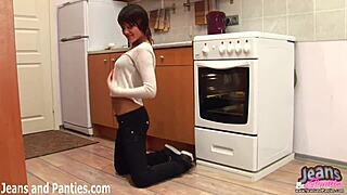 emo tomboy teen strips skinny jeans slowly