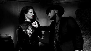 hey three babes tie up choke and strapon fuck this bound slave hard