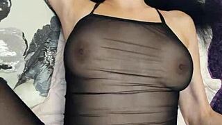 Wife's see-through lingerie pov pounding with mature crossdresser