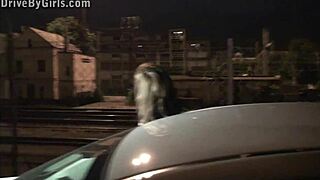 Hey, watch Alexis Crystal suck random cocks through car window in public blowbang.