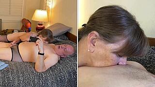 granny peggy sue deepthroats and swallows cum pov style